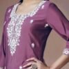 Royal Plum Silk Blend Floral Embroidered Suit Set