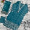 Dusty Teal Embroidered 3-Piece Suit Set
