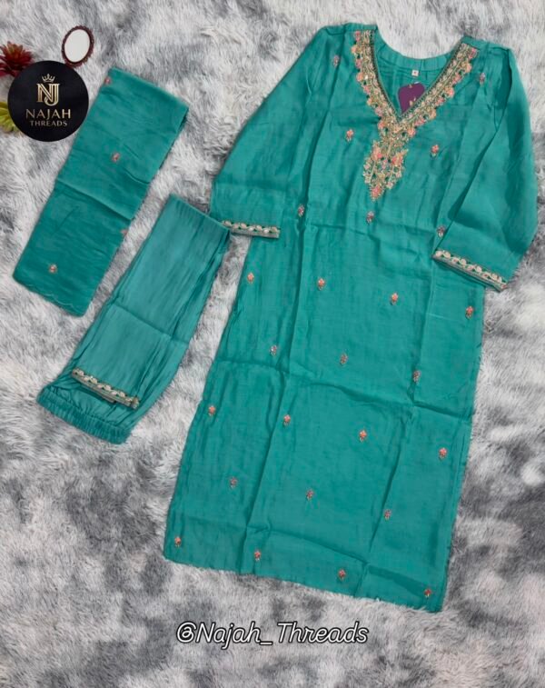 WhatsApp Image 2026-07-30 at 2.24.36 PM (1) Dusty Teal Embroidered 3-Piece Suit Set