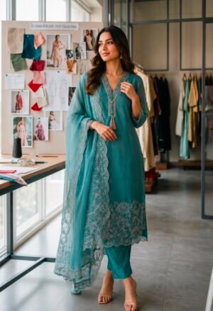 WhatsApp Image 2026-07-30 at 2.24.36 PM Dusty Teal Embroidered 3-Piece Suit Set