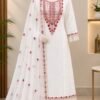 Ivory Floral Threadwork & Organza 3-Piece Suit Set