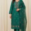 Emerald Flora Embroidered 3-Piece Suit Set