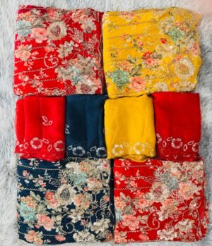 Royal Floral Sequin Unstitched 3-Piece Suit Material