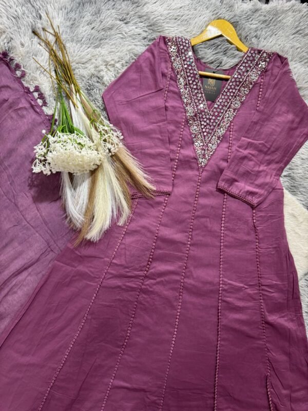 WhatsApp Image 2026-08-15 at 2.25.17 PM (1) Mauve Mirror Work Anarkali 3-Piece Suit Set