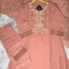 Dusty Peach Embroidered Chanderi 3-Piece Suit Set
