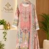 0FC75E1A-8FB6-4529-ADBC-7FA6130712D8 Dusty Rose Floral & Lace Embroidered 3-Piece Pakistani Readymade Suit Set