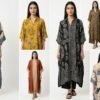 Printed Silk-Blend Free Size Kaftan Set with Embellished Neckline