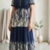 Screenshot Navy Blue & Off-White Ghagri Batik Tie-Dye Tiered Maxi Dres