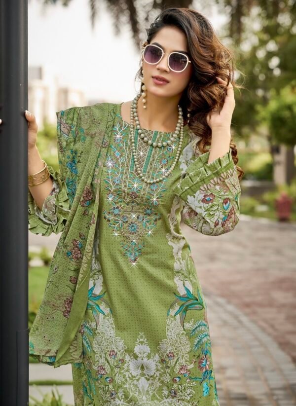 Screenshot Olive Botanical Embroidered 3-Piece Pakistani Readymade Suit Set