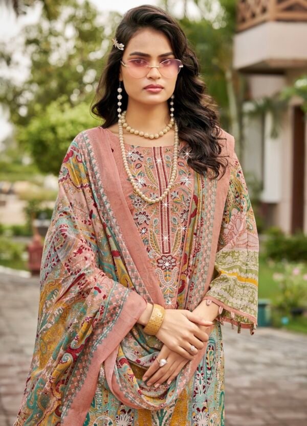 Screenshot Dusty Rose Floral & Lace Embroidered 3-Piece Pakistani Readymade Suit Set