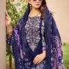 Screenshot Navy Blue Floral & Lace Embroidered 3-Piece Pakistani Readymade Suit Set