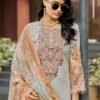 Grey & Peach Floral Printed with Embroidery 3-Piece Pakistani Readymade Se