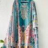 Teal Paisley & Floral Embroidered 3-Piece Pakistani Readymade Suit Set