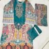 Teal Paisley & Floral Embroidered 3-Piece Pakistani Readymade Suit Set