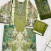 IMG_0225 Olive Botanical Embroidered 3-Piece Pakistani Readymade Suit Set