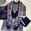IMG_0233 Navy Blue Floral & Lace Embroidered 3-Piece Pakistani Readymade Suit Set
