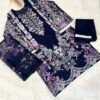 IMG_0235 Navy Blue Floral & Lace Embroidered 3-Piece Pakistani Readymade Suit Set