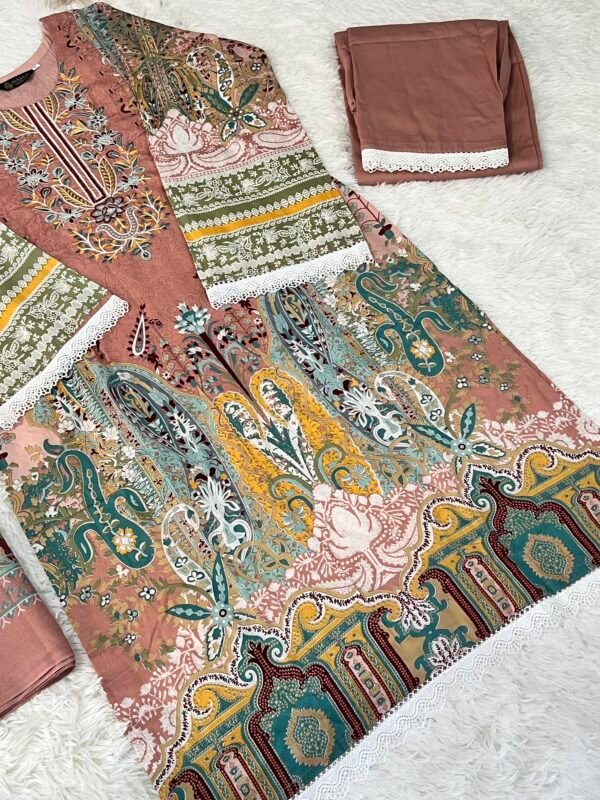 IMG_0241 Dusty Rose Floral & Lace Embroidered 3-Piece Pakistani Readymade Suit Set