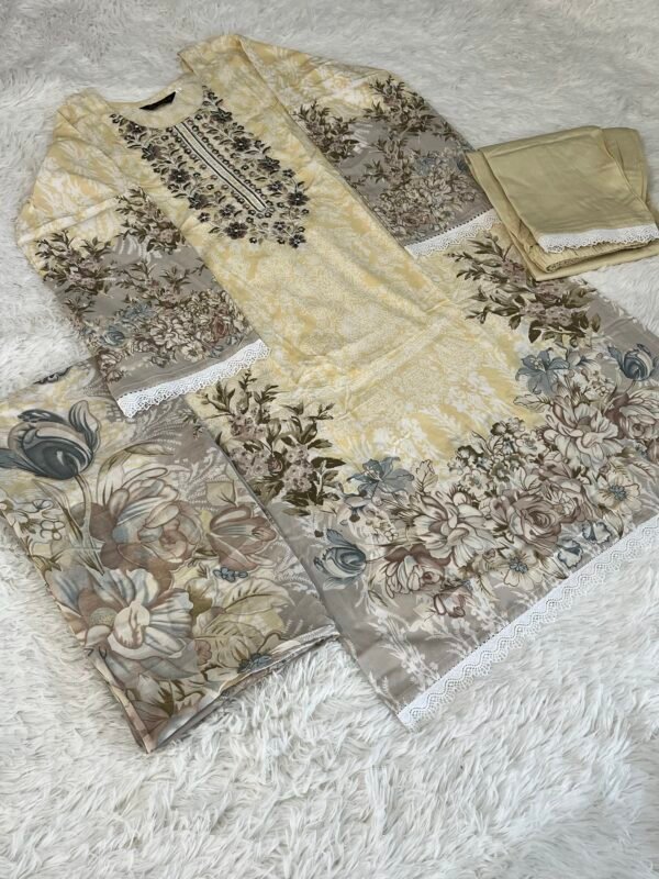 IMG_0265 Ivory Floral Printed with Embroidered 3-Piece Kurta Pakistani Readymade Set