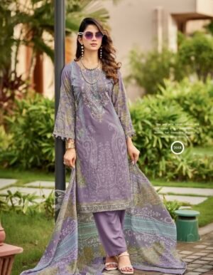 Mauve Paisley Embroidered 3-Piece Pakistani Readymade Suit Set