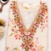Floral Printed 3-Piece Kurti Set with Embellished Neckline