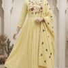 IMG_9882 Pastel Yellow Floral Embroidered Anarkali Suit Set with Cutwork Scalloped Dupatta