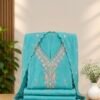 IMG_9891 Elegant Turquoise Embroidered Kurta Set with Scalloped Dupatta & Matching Bottom