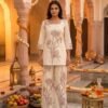 Off-White Floral Designer Short Kurti & Wide-Leg Palazzo Co-ord Set