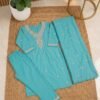 IMG_9961 Elegant Turquoise Embroidered Kurta Set with Scalloped Dupatta & Matching Bottom