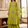 Olive Green Mirror & Thread Embroidered 2-Piece Kurta Set