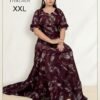 Royal Purple Umbrella type Abstract Print Cotton Maxi Nighty
