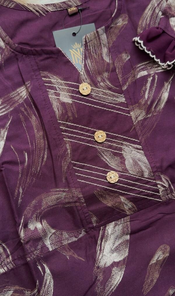 Royal Purple Umbrella type Abstract Print Cotton Maxi Nighty