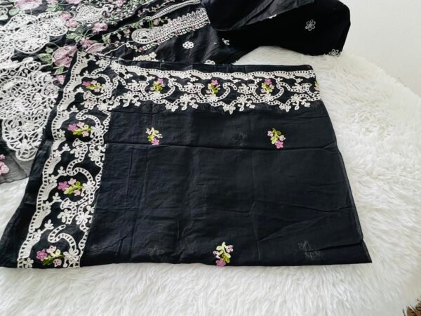 IMG_9964 Pakistani Black and rose embroidered unstitched cotton lawn collection