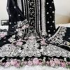 IMG_9966 Pakistani Black and rose embroidered unstitched cotton lawn collection