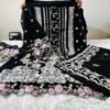 IMG_9968 Pakistani Black and rose embroidered unstitched cotton lawn collection